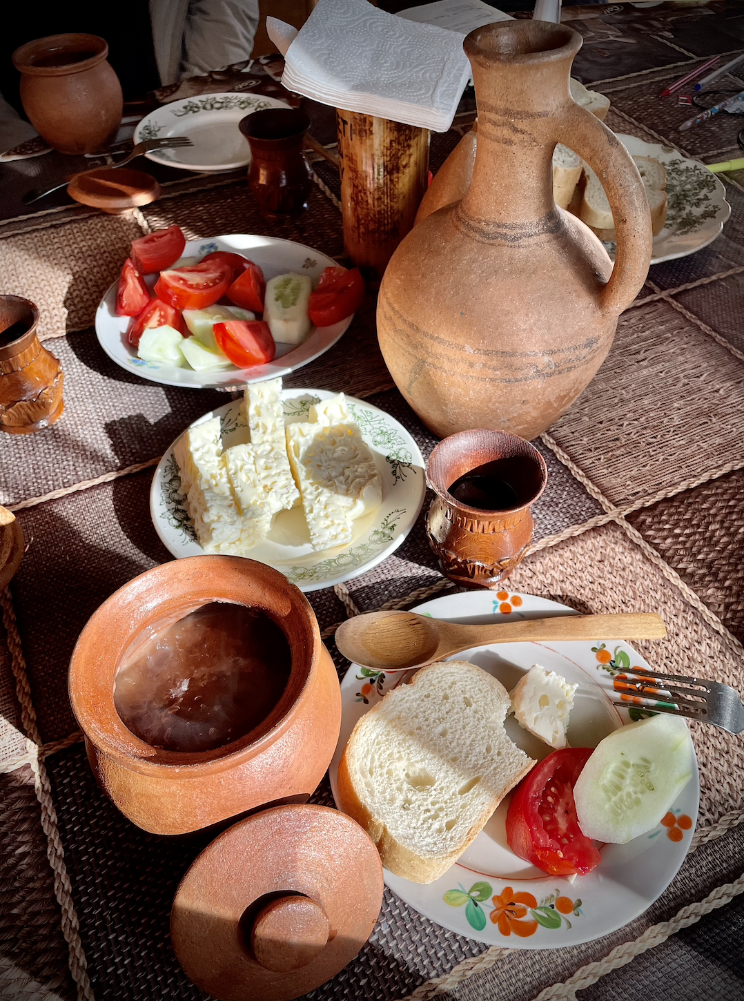 A typical small meal provided by a guesthouse in oni. 