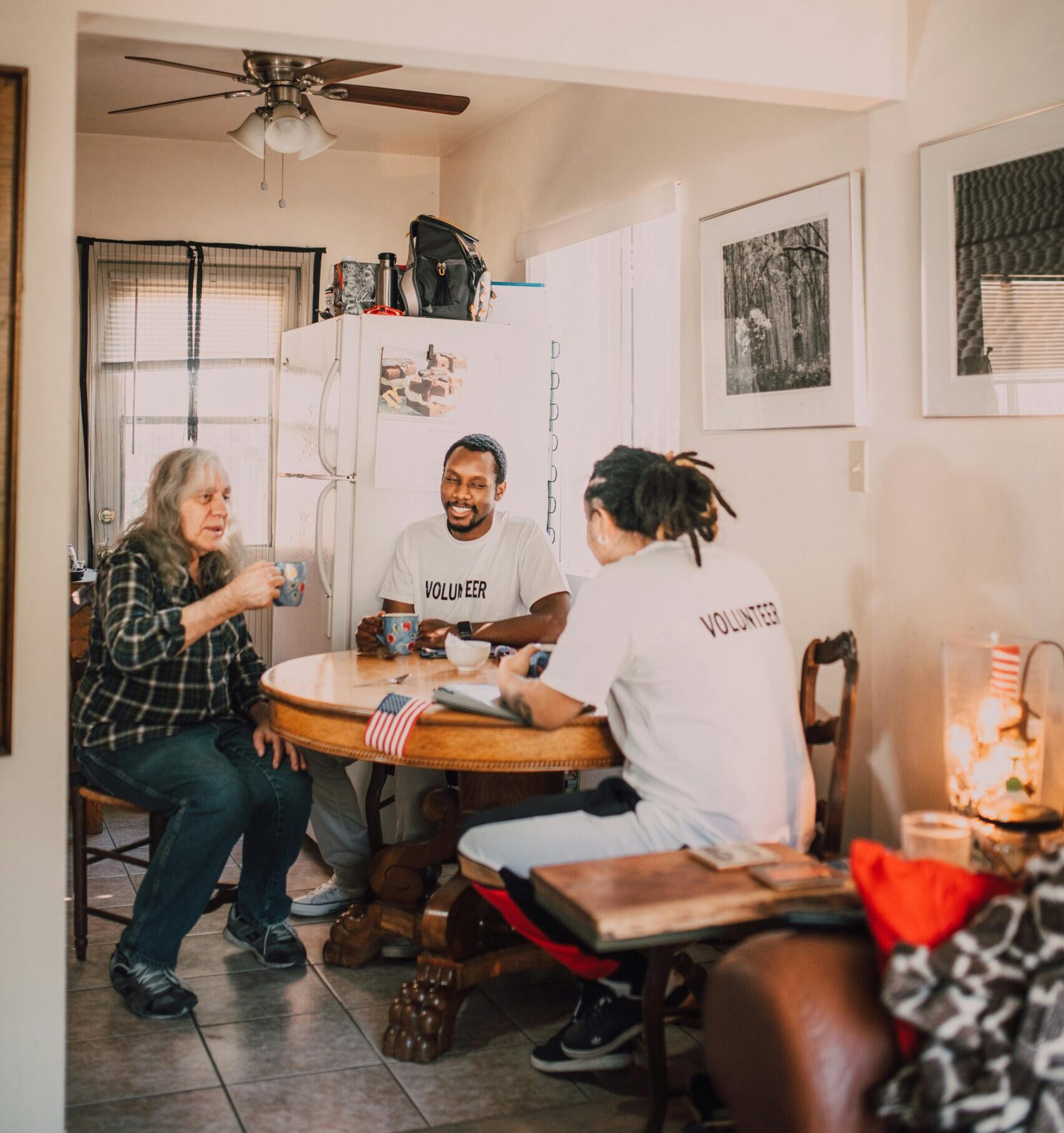 Volunteers for nonprofit organizations around round table