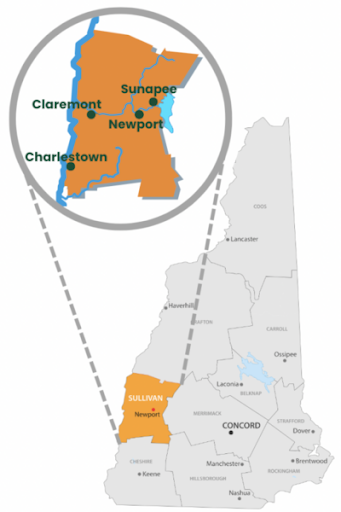 Map of Sullivan County, New Hampshire (Sugar River Region)
