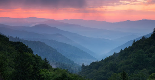 Sunset over great smoky mountains